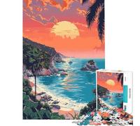 Jigsaw Puzzles 1000 Pieces Big Sur Beach Pixel Art Family Game Brain Intelligence Challenge Addictive Toys Great Gifts for Games Birthday Present (Size 38x52cm)