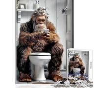 Jigsaw Puzzles 1000 Pieces Bigfoot on The Toilet Jigsaw Puzzles for Adults Precision Cutting Train Your Brain And Hands Toy Intellectual Game (50x75cm)