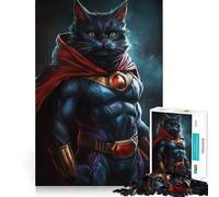 Jigsaw Puzzles 1000 Pieces Black Cat Superhero Accurate Joint Fun, Brain Skill Play, Peace Time Play, Christmas Art Display (38x26cm)