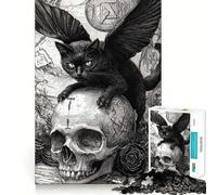 Jigsaw Puzzles 1000 Pieces Black Cat Witch Exact Cut Art, Smart Challenge Fun, Leisure Play Fun, Xmas Decor Gift (50x75cm)