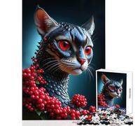 Jigsaw Puzzles 1000 Pieces Black Cat with Red Eyes Jigsaw Puzzles for Adults Precision Cutting Train Your Brain And Hands Toy Intellectual Game (50x75cm)
