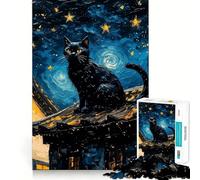 Jigsaw Puzzles 1000 Pieces Black Cats Are Outcasts Accurate Joint Fun, Brain Skill Play, Peace Time Play, Christmas Art Display (50x75cm)