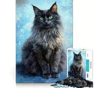 Jigsaw Puzzles 1000 Pieces Black Cat's Gaze Flawless Cut Fun, Cognitive Teaser Toy, Downtime Game Fun, Christmas Art Gift (38x26cm)