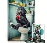 Jigsaw Puzzles 1000 Pieces Black Cockapoo Bathroom Flawless Cut Fun, Cognitive Teaser Toy, Downtime Game Fun, Christmas Art Gift (38x26cm)