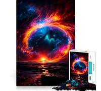 Jigsaw Puzzles 1000 Pieces Black Hole on The Beach Accurate Joint Fun, Brain Skill Play, Peace Time Play, Christmas Art Display (38x52cm)