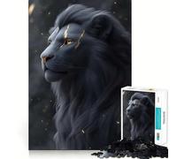 Jigsaw Puzzles 1000 Pieces Black Lion with Gold Markings Animal Accurate Joint Fun, Brain Skill Play, Peace Time Play, Christmas Art Display (50x75cm)