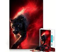 Jigsaw Puzzles 1000 Pieces Black Panther with Red Energy Aura Exact Cut Art, Smart Challenge Fun, Leisure Play Fun, Xmas Decor Gift (50x75cm)