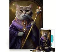 Jigsaw Puzzles 1000 Pieces Blessed by Holy Cat Meme Exact Cut Art, Smart Challenge Fun, Leisure Play Fun, Xmas Decor Gift (38x52cm)