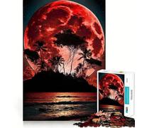 Jigsaw Puzzles 1000 Pieces Blood Moon Tropical Island Exact Cut Art, Smart Challenge Fun, Leisure Play Fun, Xmas Decor Gift (38x52cm)