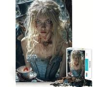 Jigsaw Puzzles 1000 Pieces Bloody Alice in Wonderland Flawless Cut Fun, Cognitive Teaser Toy, Downtime Game Fun, Christmas Art Gift (38x52cm)