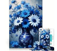 Jigsaw Puzzles 1000 Pieces Blue And White Floral Still Life Flawless Cut Fun, Cognitive Teaser Toy, Downtime Game Fun, Christmas Art Gift (50x75cm)