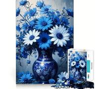 Jigsaw Puzzles 1000 Pieces Blue And White Floral Still Life Flawless Cut Fun, Cognitive Teaser Toy, Downtime Game Fun, Christmas Art Gift (38x52cm)