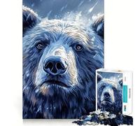 Jigsaw Puzzles 1000 Pieces Blue Bear in The Snow Flawless Cut Fun, Cognitive Teaser Toy, Downtime Game Fun, Christmas Art Gift (38x52cm)