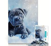 Jigsaw Puzzles 1000 Pieces Blue Cane Corso Puppy in Snow Accurate Joint Fun, Brain Skill Play, Peace Time Play, Christmas Art Display (38x26cm)