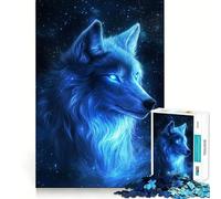 Jigsaw Puzzles 1000 Pieces Blue Wolf Starlight - Accurate Joint Fun, Brain Skill Play, Peace Time Play, Christmas Art Display (50x75cm)