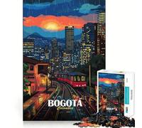 Jigsaw Puzzles 1000 Pieces Bogota Colombia Cityscape Rainy Night Accurate Joint Fun, Brain Skill Play, Peace Time Play, Christmas Art Display (38x52cm)