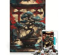 Jigsaw Puzzles 1000 Pieces Bonsai Tree And Torii Gate, Brain Teaser Game, Difficult Challenge, Deal As Gifts for The Whole Family 38x52cm