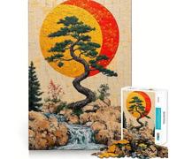 Jigsaw Puzzles 1000 Pieces Bonsai Tree And Waterfall Exact Cut Art, Smart Challenge Fun, Leisure Play Fun, Xmas Decor Gift (38x52cm)