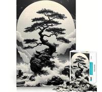 Jigsaw Puzzles 1000 Pieces Bonsai Tree Under Full Moon Exact Cut Art, Smart Challenge Fun, Leisure Play Fun, Xmas Decor Gift (38x52cm)