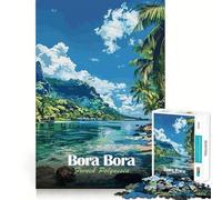 Jigsaw Puzzles 1000 Pieces Bora Bora French Polynesia Landscape Exact Cut Art, Smart Challenge Fun, Leisure Play Fun, Xmas Decor Gift (38x26cm)