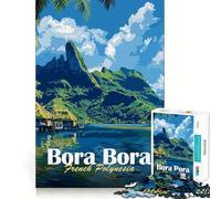 Jigsaw Puzzles 1000 Pieces Bora Bora Island Landscape Accurate Joint Fun, Brain Skill Play, Peace Time Play, Christmas Art Display (38x52cm)