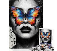 Jigsaw Puzzles 1000 Pieces Butterfly Vision︰ Woman in Monochrome Educational Game Difficult Hard Toy Wall Decor Improving Love between Couples (38x52cm)