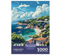Jigsaw Puzzles 1000 Pieces Cala Macarella, Spain Travel Poster Puzzles for Adults Relaxing Games Difficult Challenge Fun at Home Activities, 70x50cm/1000pcs