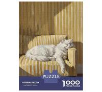 Jigsaw Puzzles 1000 Pieces Cat Nap on Striped Chair Jigsaws for Adults Hands-on Game Stress Reliever Unique Birthday And Xmas Gifts 38x26cm/1000pcs