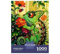 Jigsaw Puzzles 1000 Pieces Chameleon And Ladybug in A Garden Jigsaws for Adults Hands-on Game Stress Reliever Unique Birthday And Xmas Gifts 38x26cm/1000pcs