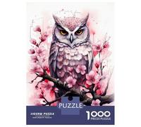 Jigsaw Puzzles 1000 Pieces Cherry Blossom Owl Puzzles for Adults Relaxing Games Difficult Challenge Fun at Home Activities, 38x26cm/1000pcs