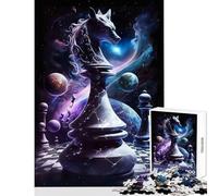 Jigsaw Puzzles 1000 Pieces Chess Knight in Universe Puzzles for Teenagers Analysis And Logic Wishlist with Santa Claus Beautiful Design Game (38x52cm)