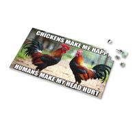 Jigsaw Puzzles 1000 Pieces Chickens Make Me Happy. Humans My Head Hurt. Picture Puzzle Puzzle Books For Adults Toys For Ages 2-4(1000PCS)