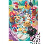 Jigsaw Puzzles 1000 Pieces Chickens Tea Party Adult Jigsaw Puzzle Brain Teaser Game Analysis And Logic Christmas Birthday Gifts 38x26cm/1000pcs