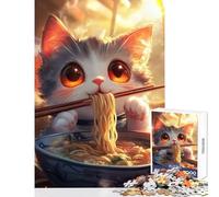 Jigsaw Puzzles 1000 Pieces Chopsticks Cat Feast Hands-on Game Difficult Challenge Home Decoration Toys Challenging To Complete (38X26CM)