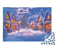 Jigsaw Puzzles 1000 Pieces Christmas Village Scene Puzzles 52x38cm/1000pcs Gift For Kids Stress Reliever Family Game DIY Cardboard