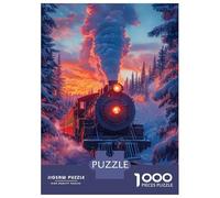 Jigsaw Puzzles 1000 Pieces Chugging Through Winter's Glow Puzzles for Adults Relaxing Games Difficult Challenge Fun at Home Activities, 52x38cm/1000pcs