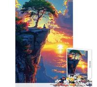 Jigsaw Puzzles 1000 Pieces Cliffside Sunset Contemplation Puzzle For Teenagers Precision Cutting for Birthday, Chrismas Deal As Gifts for The Whole Family (50x75cm)