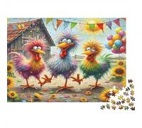 Jigsaw Puzzles 1000 Pieces Colorful Chicken Party Puzzles 52x38cm/1000pcs Gift For Kids Stress Reliever Educational Games DIY Cardboard