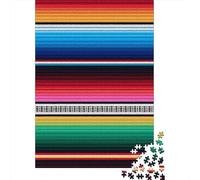 Jigsaw Puzzles 1000 Pieces Colorful Striped Textile-Mexican Folk Art Style Puzzles 38x26cm/1000pcs Toy for Adults And Kids Challenging Creative Family Game DIY Cardboard