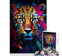 Jigsaw Puzzles 1000 Pieces Colorful Wildlife Leopard Toy Wall Decor Great Gifts And Toys Brain Teaser Game Suitable for Desktop Decoration Size 50x75cm