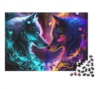 Jigsaw Puzzles 1000 Pieces Colorful Wolf Couple Jigsaw 38x26cm/1000pcs Gift For Kids Challenging Creative Family Game DIY Cardboard