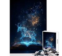 Jigsaw Puzzles 1000 Pieces Constellation Deer Emerging from Book Jigsaw Puzzles for Adults Precision Cutting Train Your Brain And Hands Toy Intellectual Game (50x75cm)