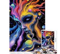 Jigsaw Puzzles 1000 Pieces Cosmic Being with Colorful Flowing Energy Hands-on Game Difficult Challenge Home Decoration Toys Challenging To Complete (75X50CM)