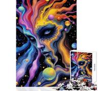 Jigsaw Puzzles 1000 Pieces Cosmic Being with Colorful Flowing Energy Hands-on Game Difficult Challenge Home Decoration Toys Challenging To Complete (38X52CM)
