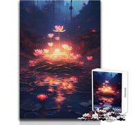 Jigsaw Puzzles 1000 Pieces Cosmic Black Lotus Bloom Relaxing Solo Quiet Time Superior Accurate Cutting Play Toy Size 38x26cm