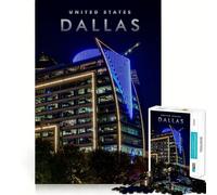 Jigsaw Puzzles 1000 Pieces Dallas City Texas Flawless Fit Art Creative Skill Toy Rest Time Play Christmas Art Display (38x52cm)