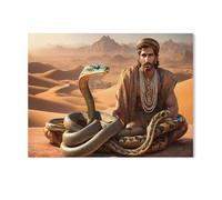 Jigsaw Puzzles 1000 Pieces，Dancing Snake Fixates on Its Master，wooden Children Games Educational Toys（75x50cm）-AD98