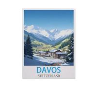 Jigsaw Puzzles 1000 Pieces，Davos Switzerland Vintage Travel Posters，Paper Children Games Educational Toys（38x26cm）-I68