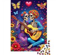 Jigsaw Puzzles 1000 Pieces Day of Dead Couple Jigsaw 38x26cm/1000pcs Gift For Kids Stress Reliever Educational Games DIY Cardboard