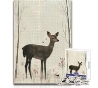 Jigsaw Puzzles 1000 Pieces Deer in The Woods Relaxing Solo Quiet Time Superior Accurate Cutting Play Toy Size 38x26cm